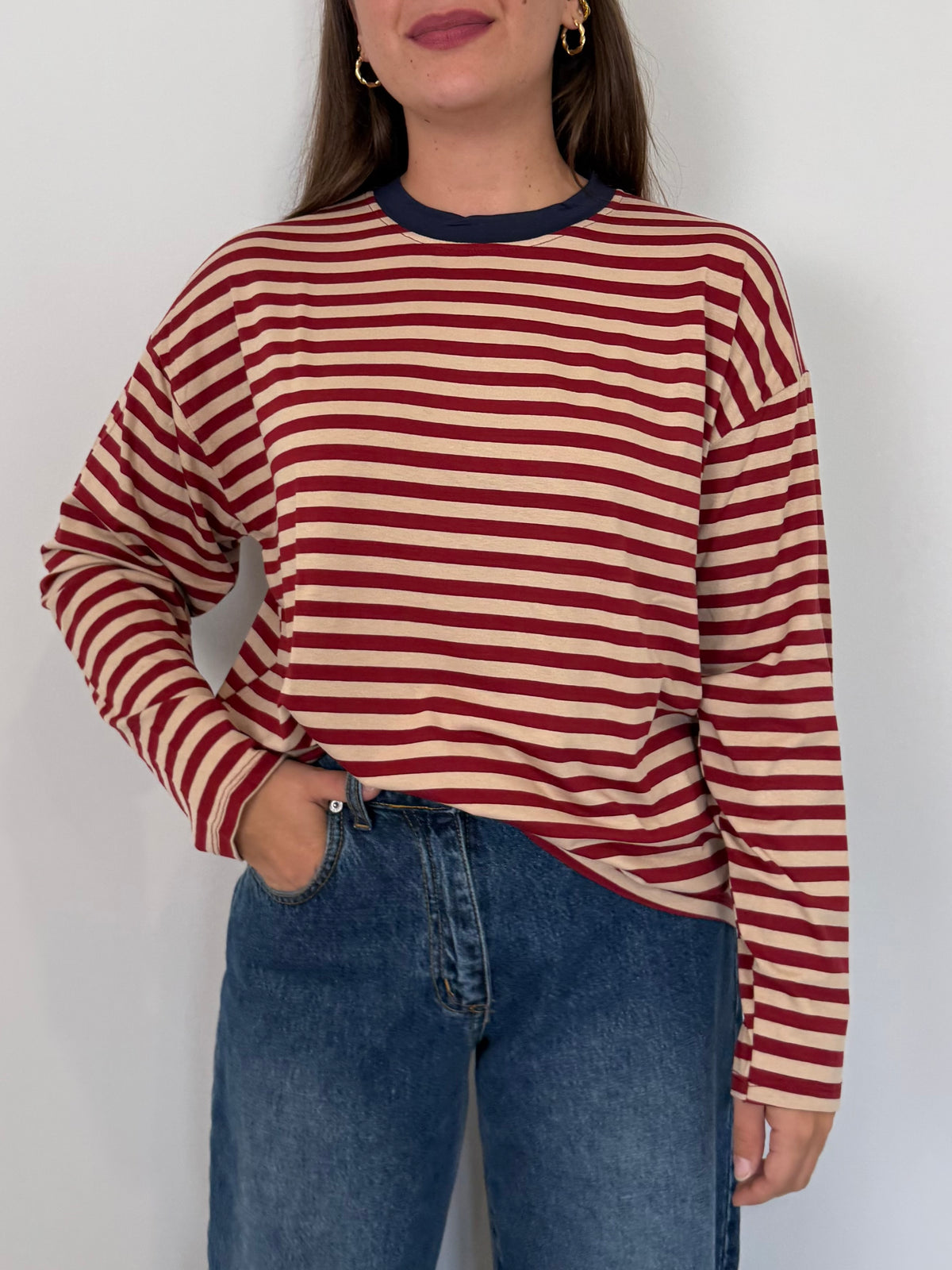 Haveone - Maglia scatola bordeaux