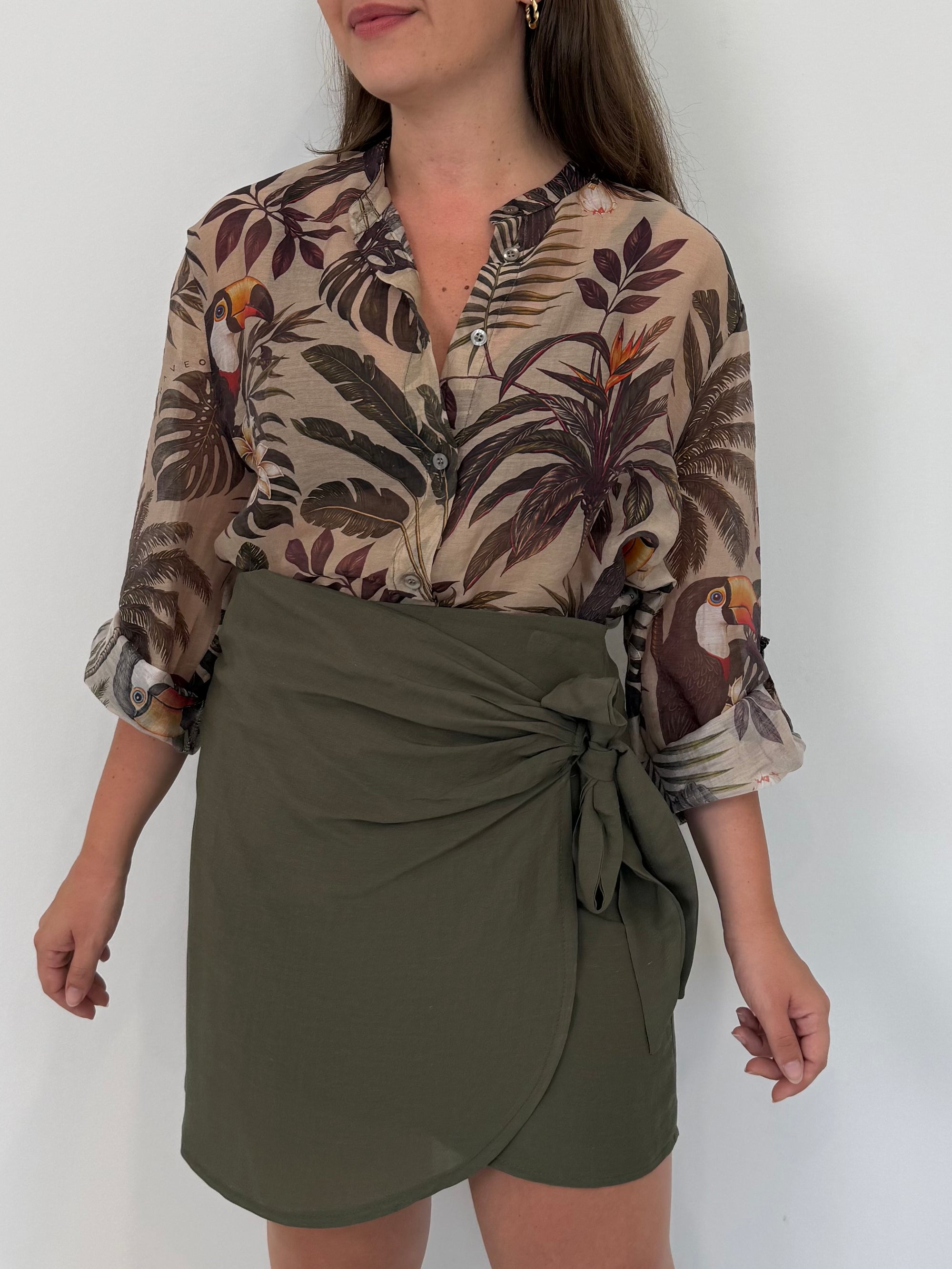 Tensione In - Gonna Lino viscosa militare