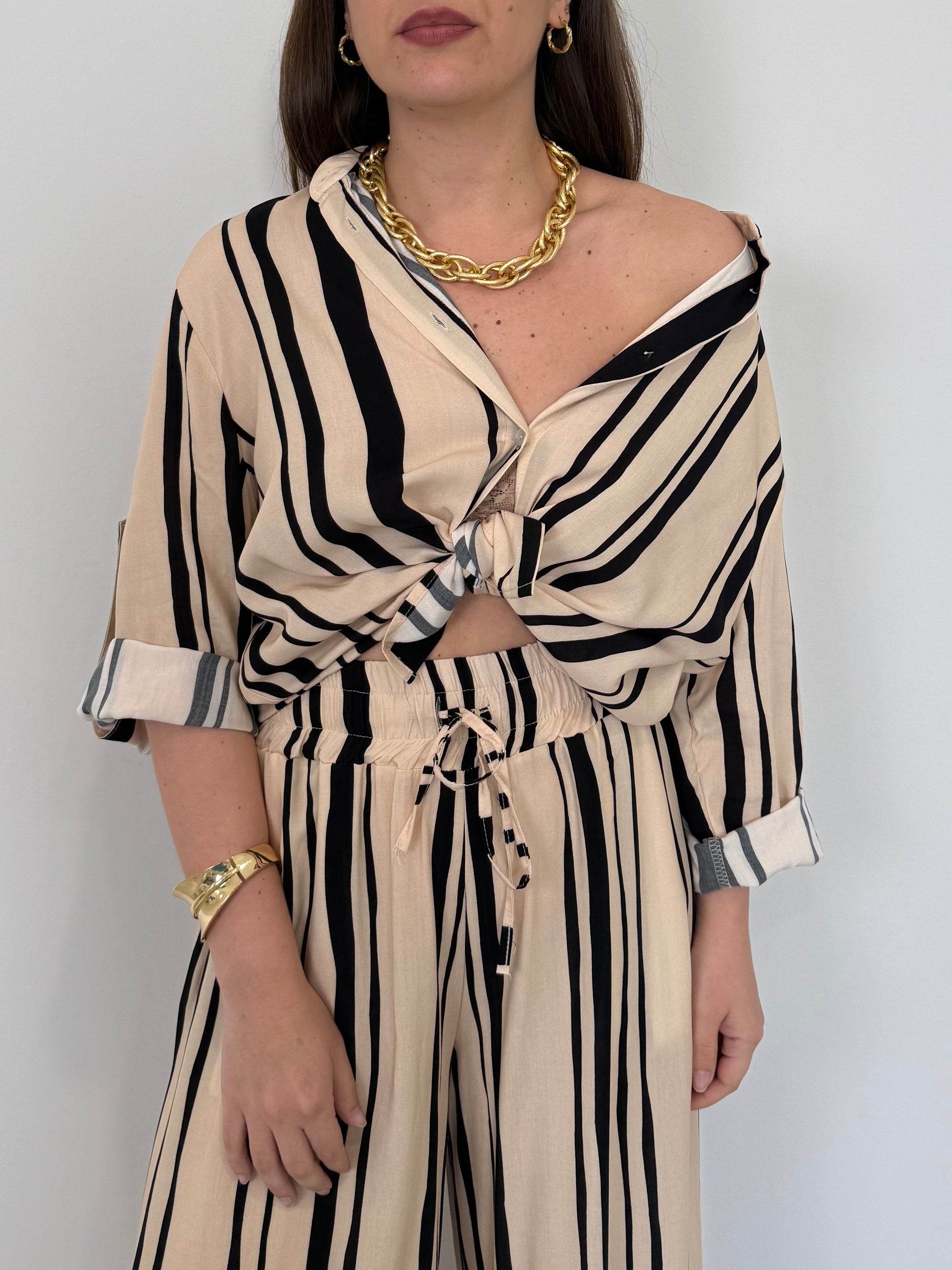 Haveone - Camicia in viscosa riga larga
