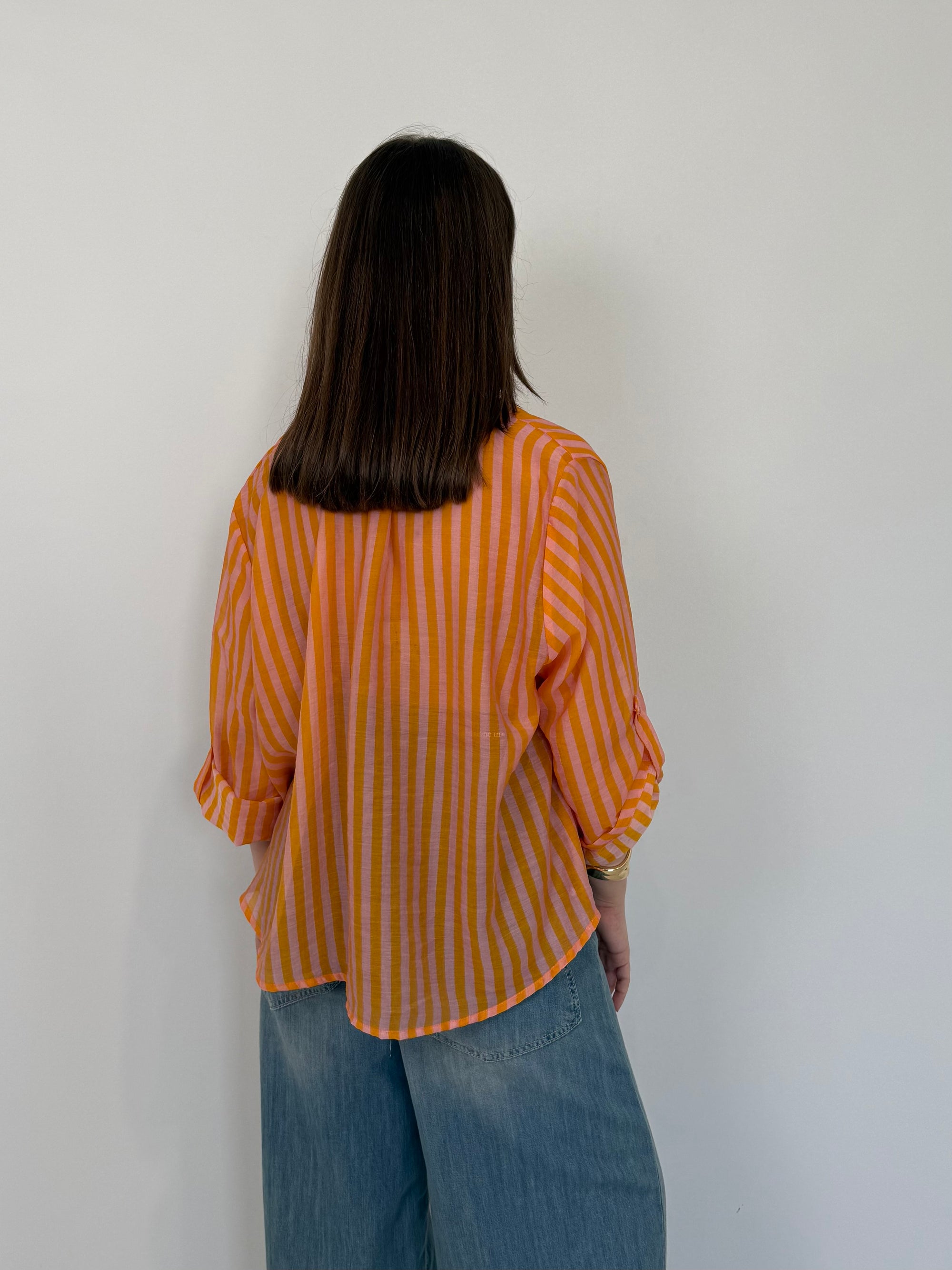 Haveone - Camicia righe fini mandarino