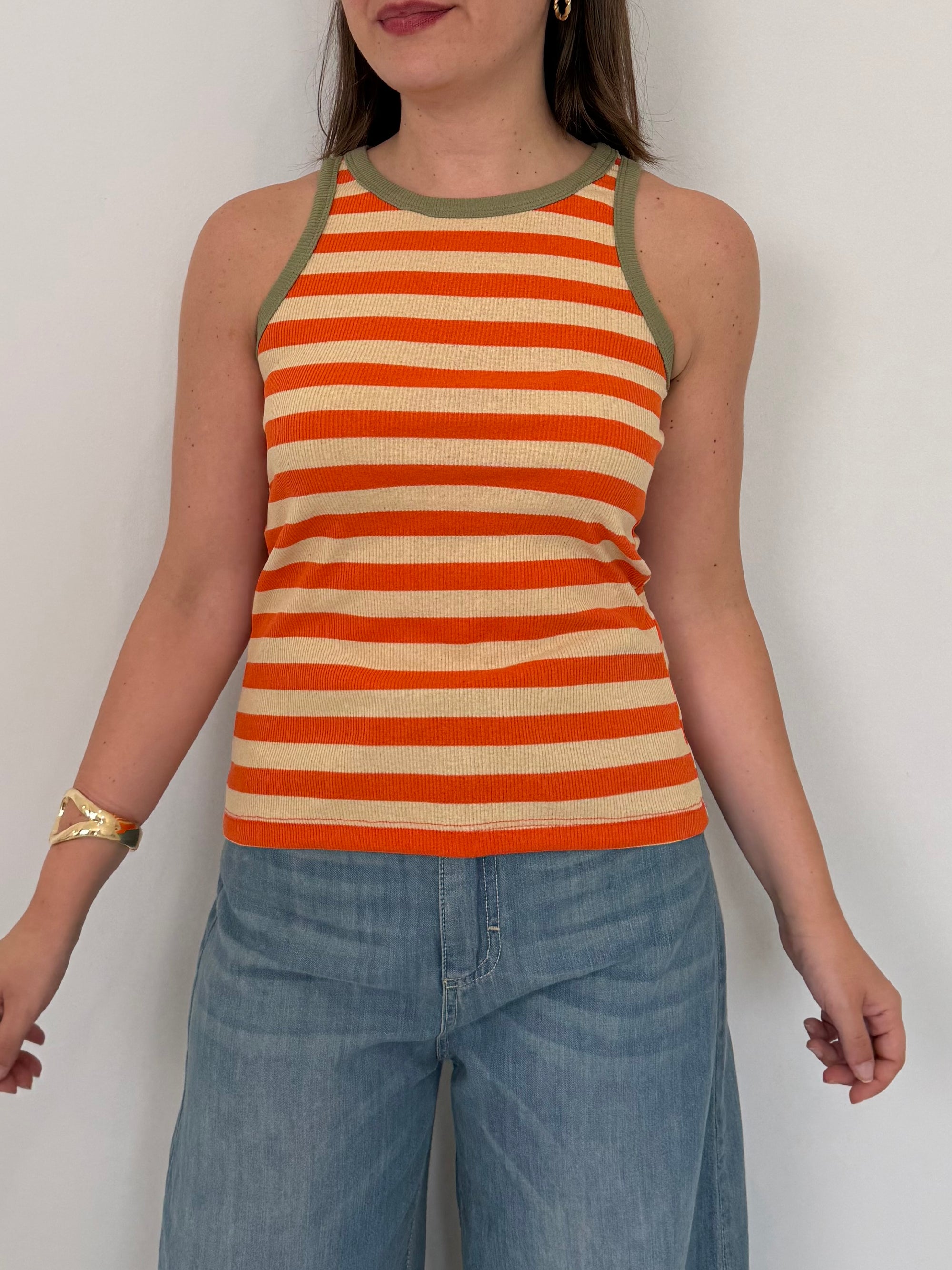 Haveone - Canotta vogatore righe papaya