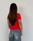 SusyMix - T-shirt scollo quadrato rosso