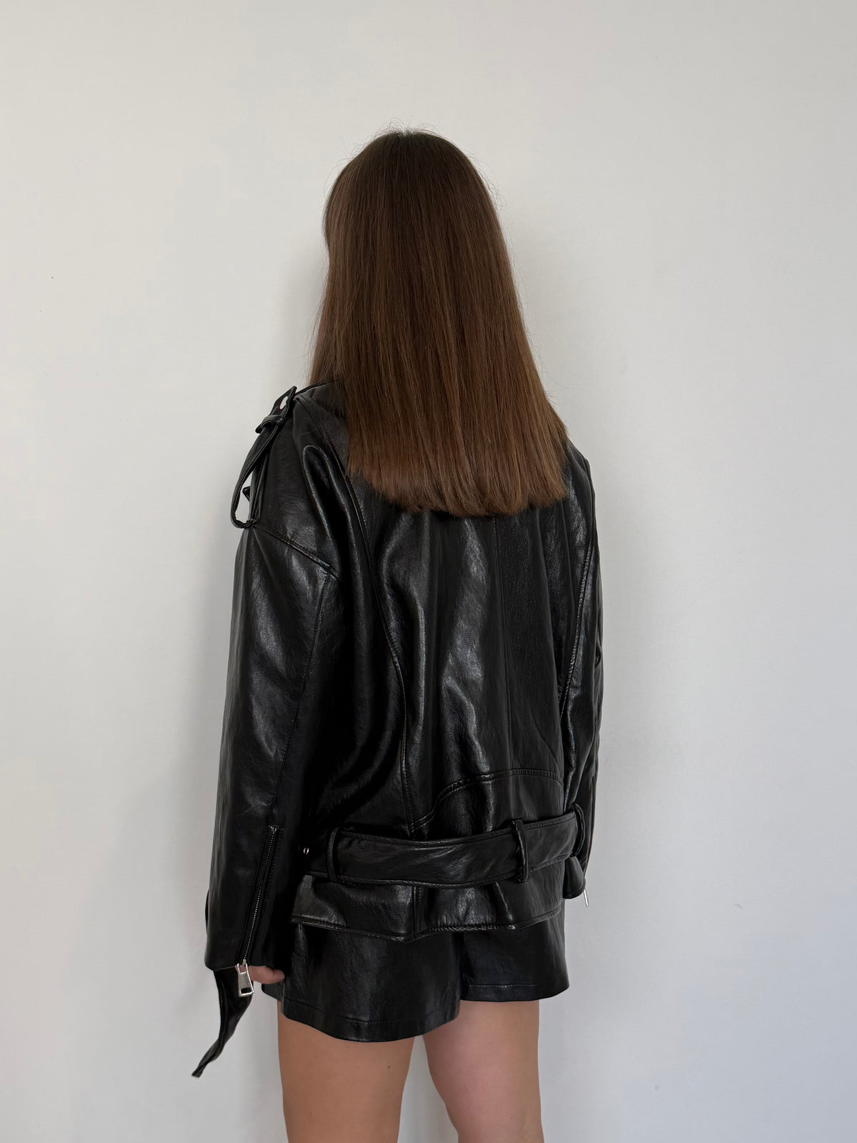 Haveone - Chiodo in ecopelle nero