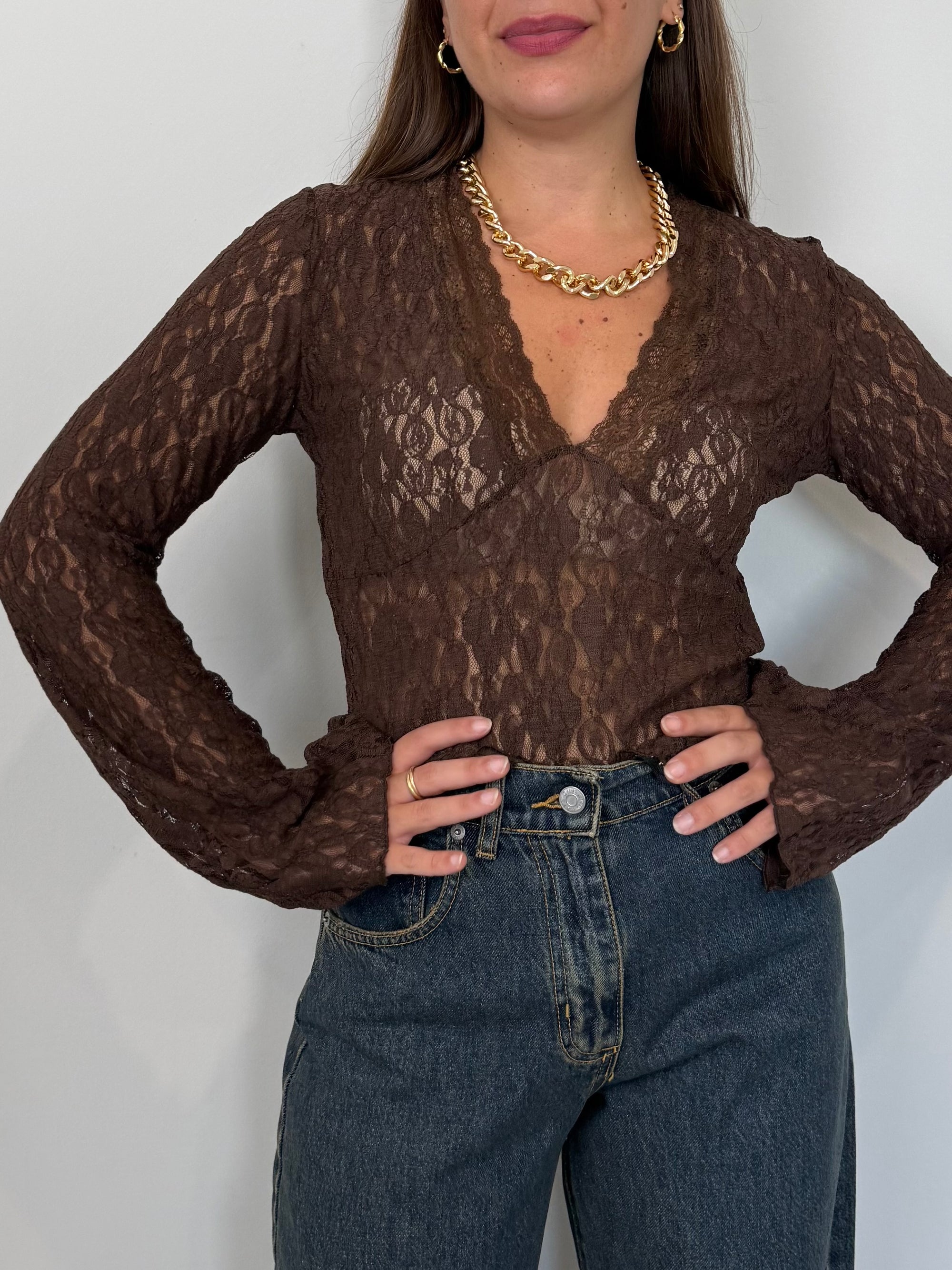 Haveone - Maglia in pizzo moro