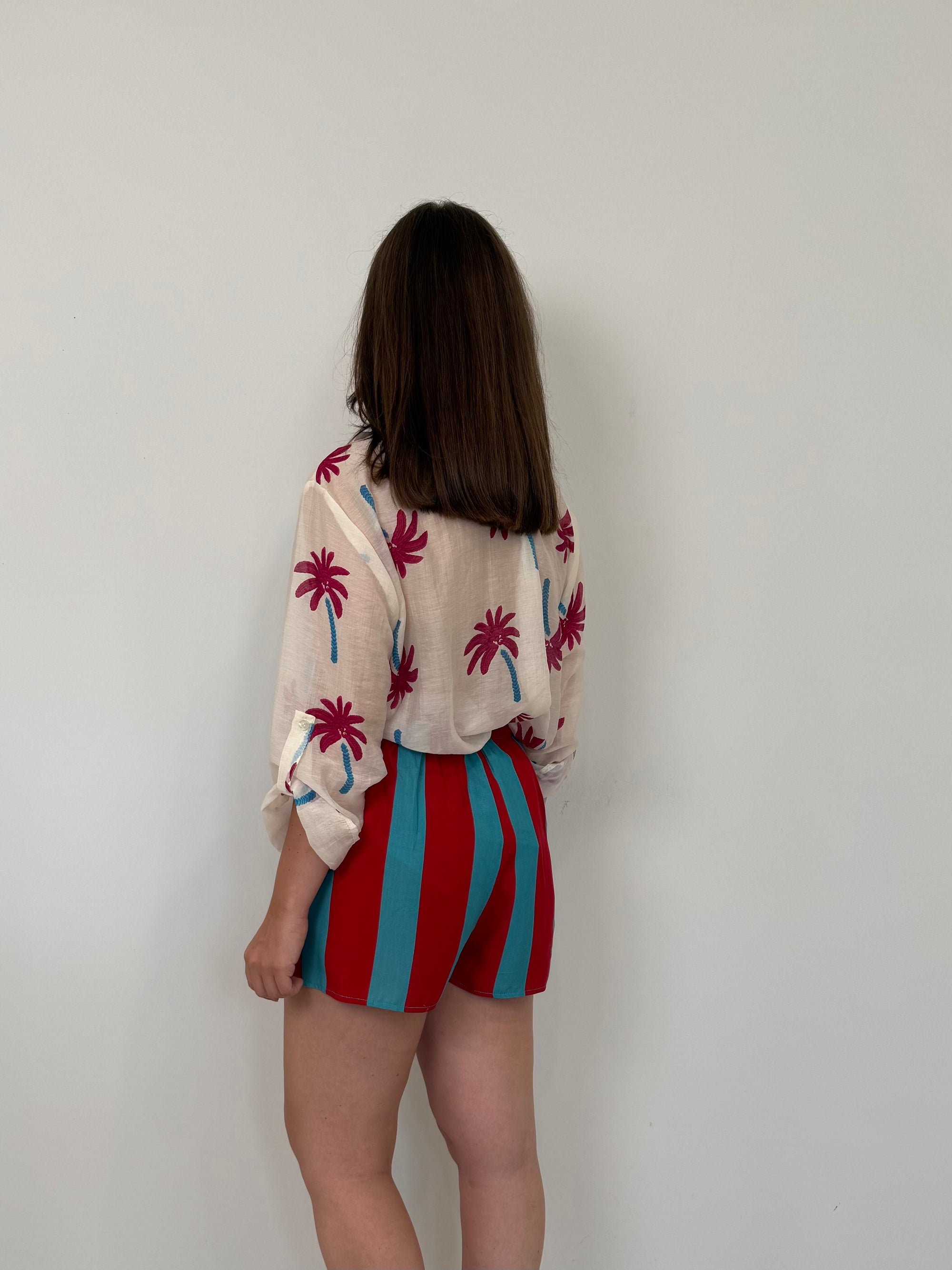 Haveone - Short rigato ottanio