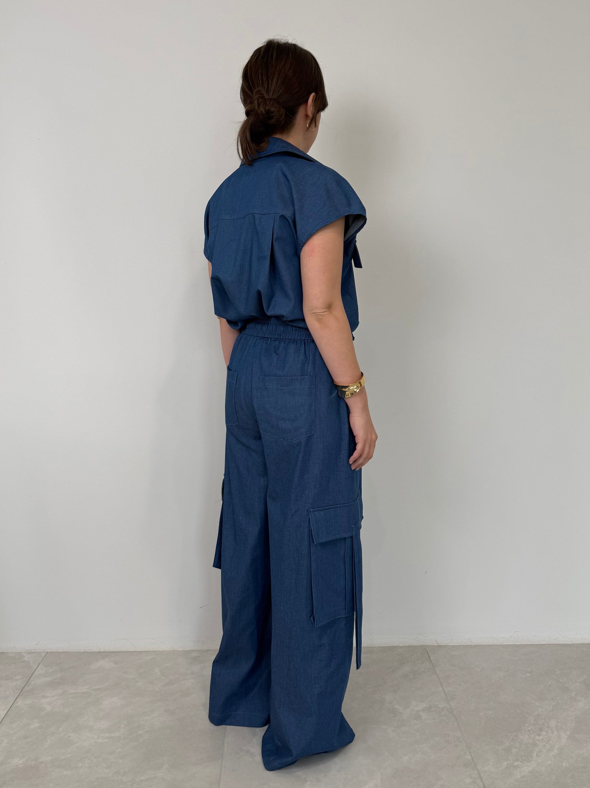 Tensione In - Pantalone denim chambray cargo