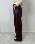 SusyMix - Pantalone barrel in similpelle bordeaux