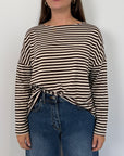 SusyMix - Maglia scatola scollo barca righe moro
