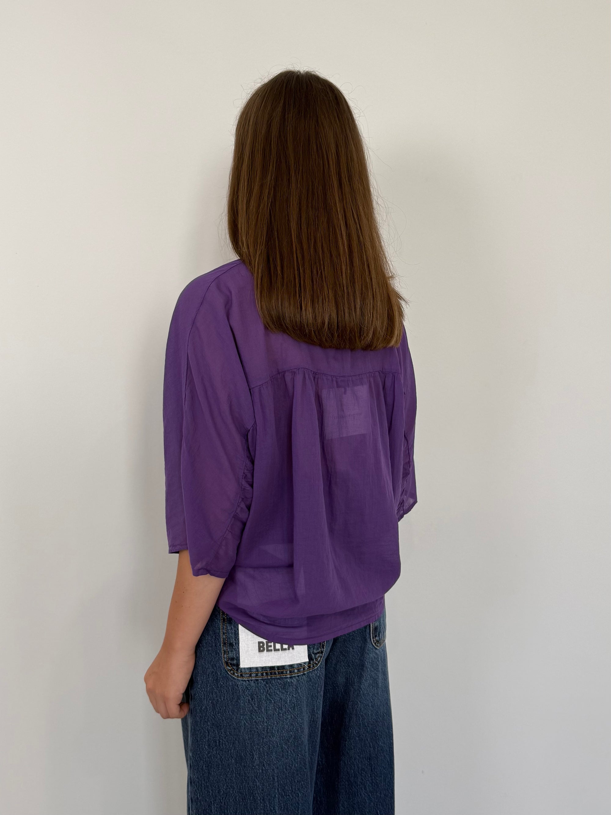 Tensione in - Camicia in mussola di cotone viola