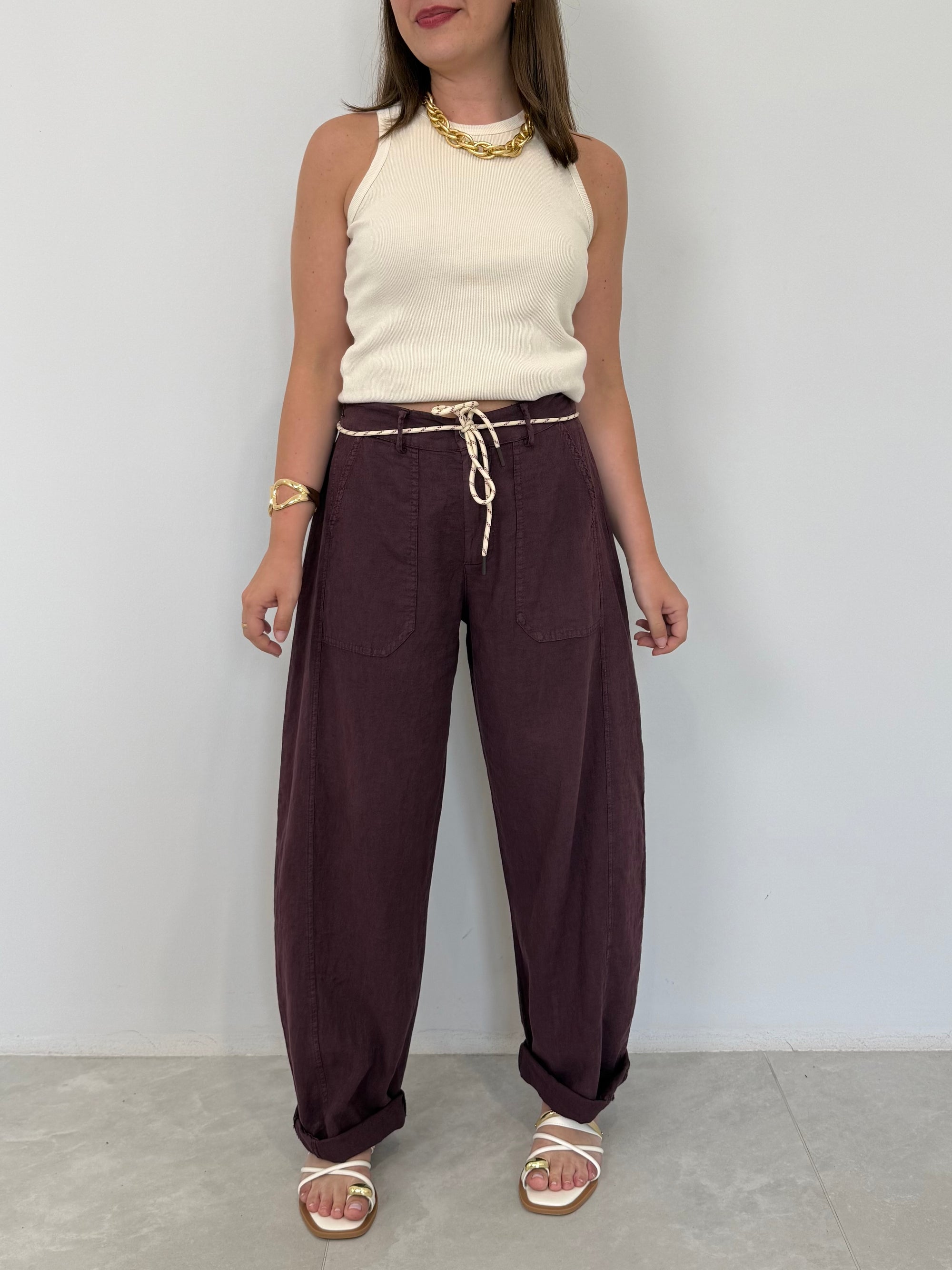 SusyMix - Pantalone no stellina in lino fico