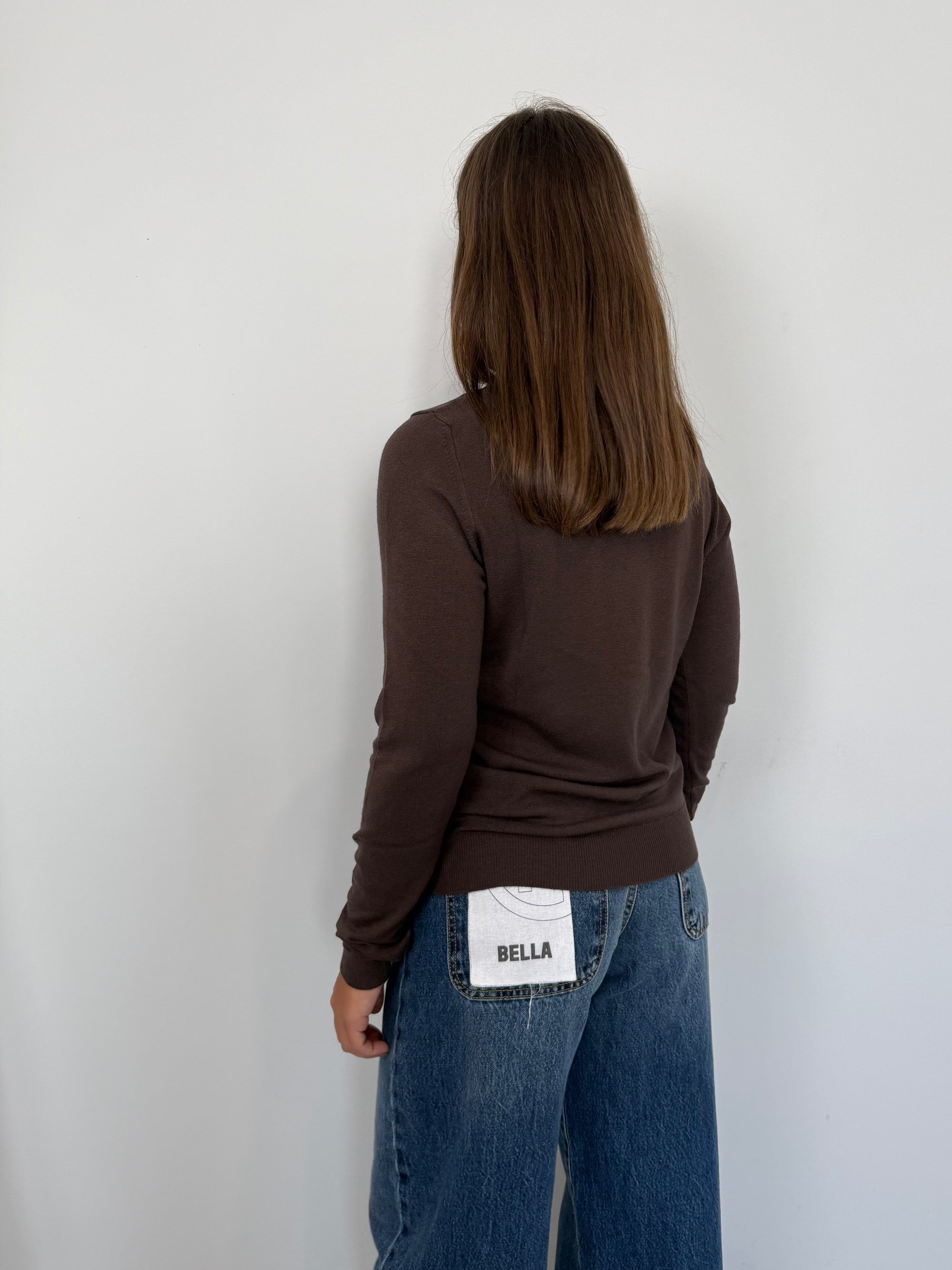 Haveone - Maglioncino basic girocollo moro