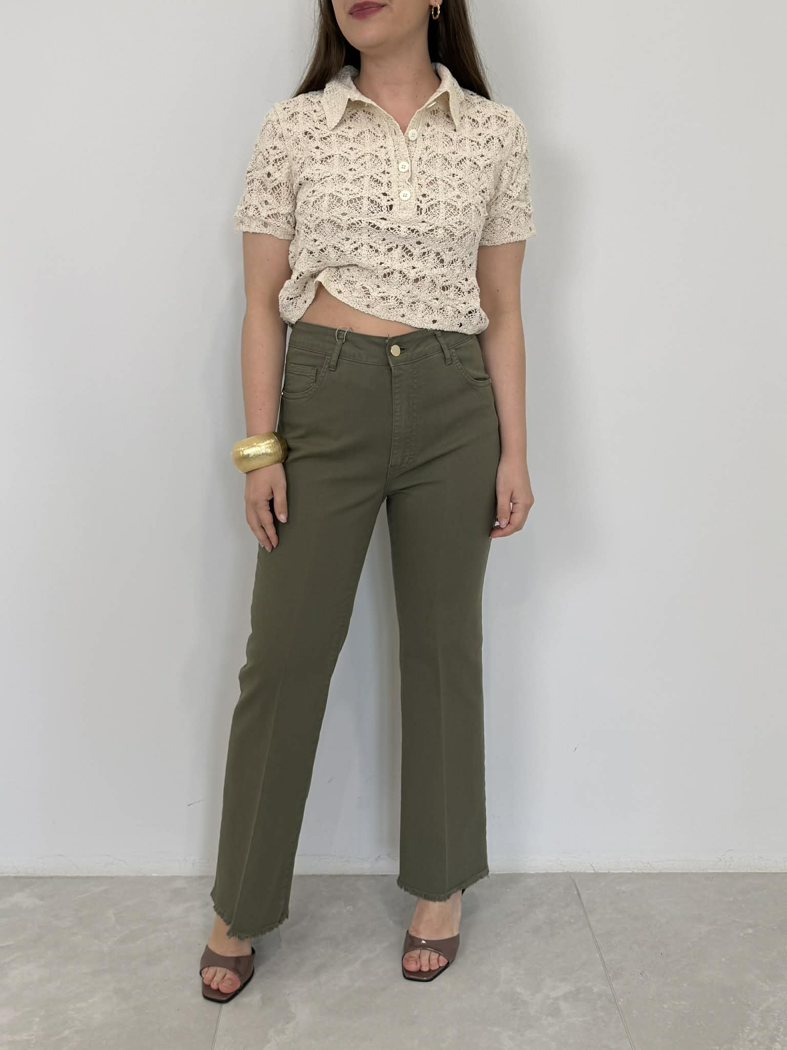 Motel - Pantalone in cotone zampetta verde