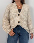Haveone -Cardigan tre bottoni mélange panna
