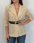Haveone - Giacca in pizzo con cinture beige