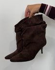 Stivaletto arricciato suede moro