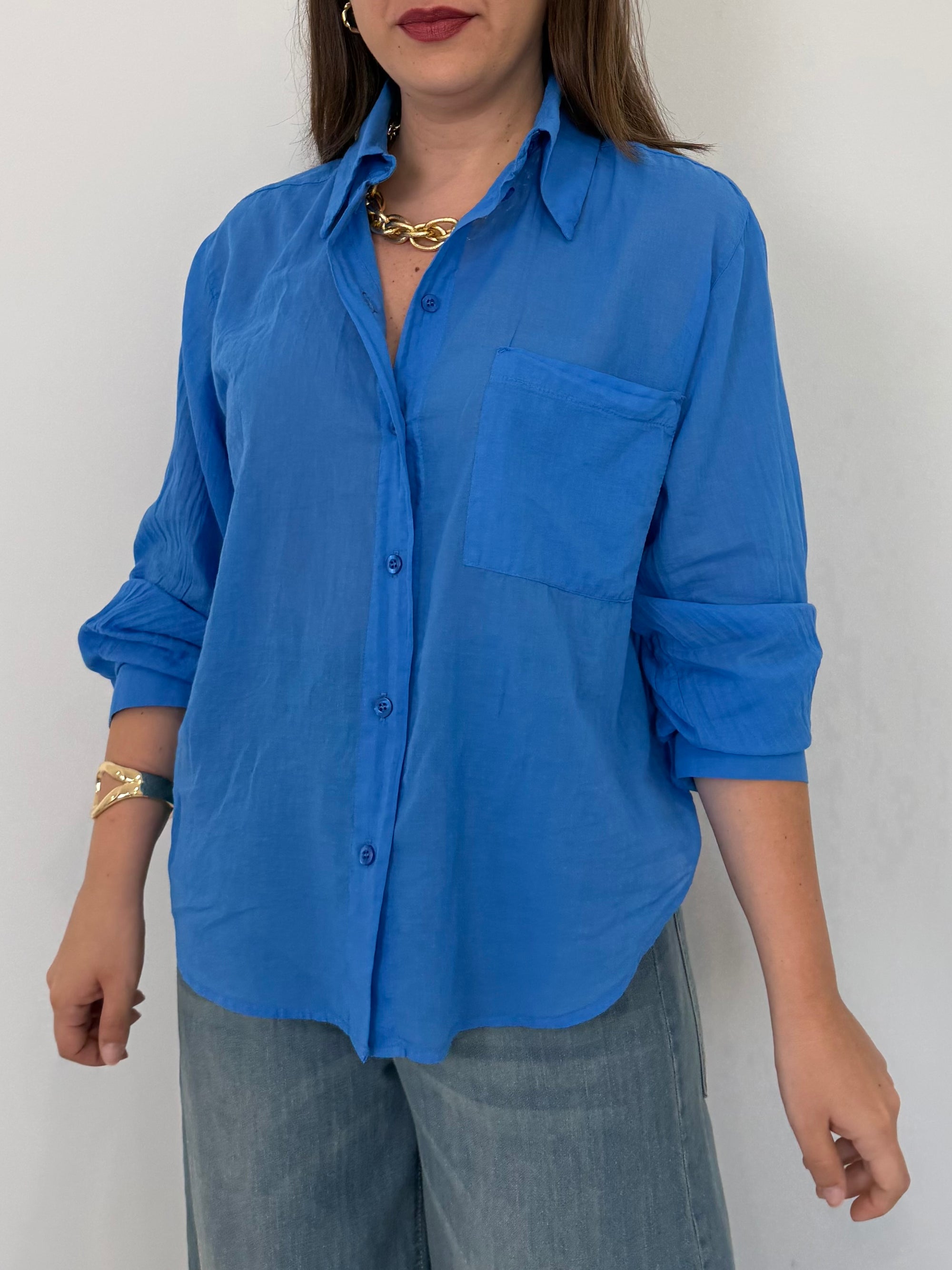 Tensione In - Camicia in cotone blu royal