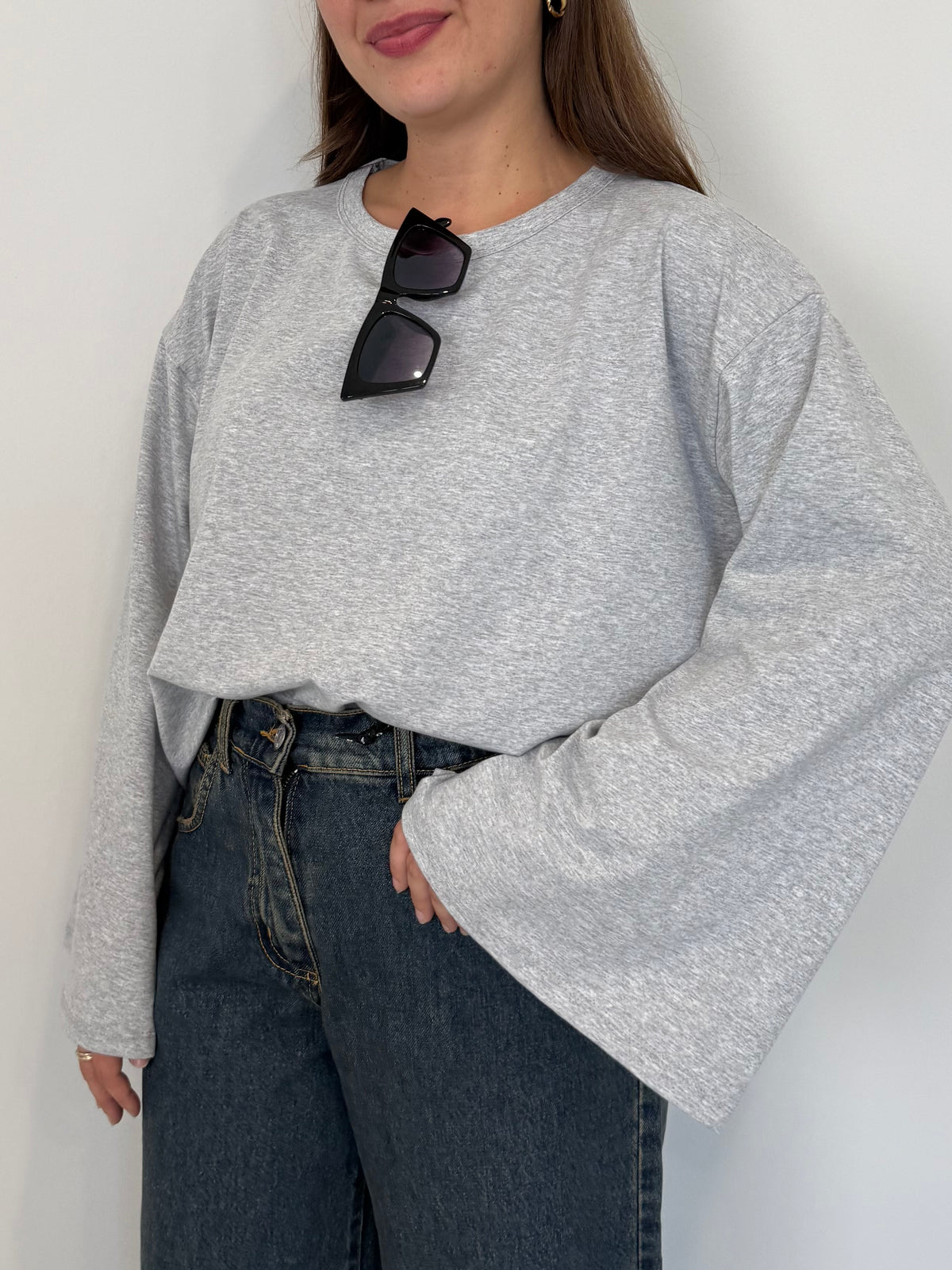Haveone - Maglia manica trapezio grigia
