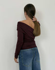 Two Way - Maglia scollo asimmetrico borgogna