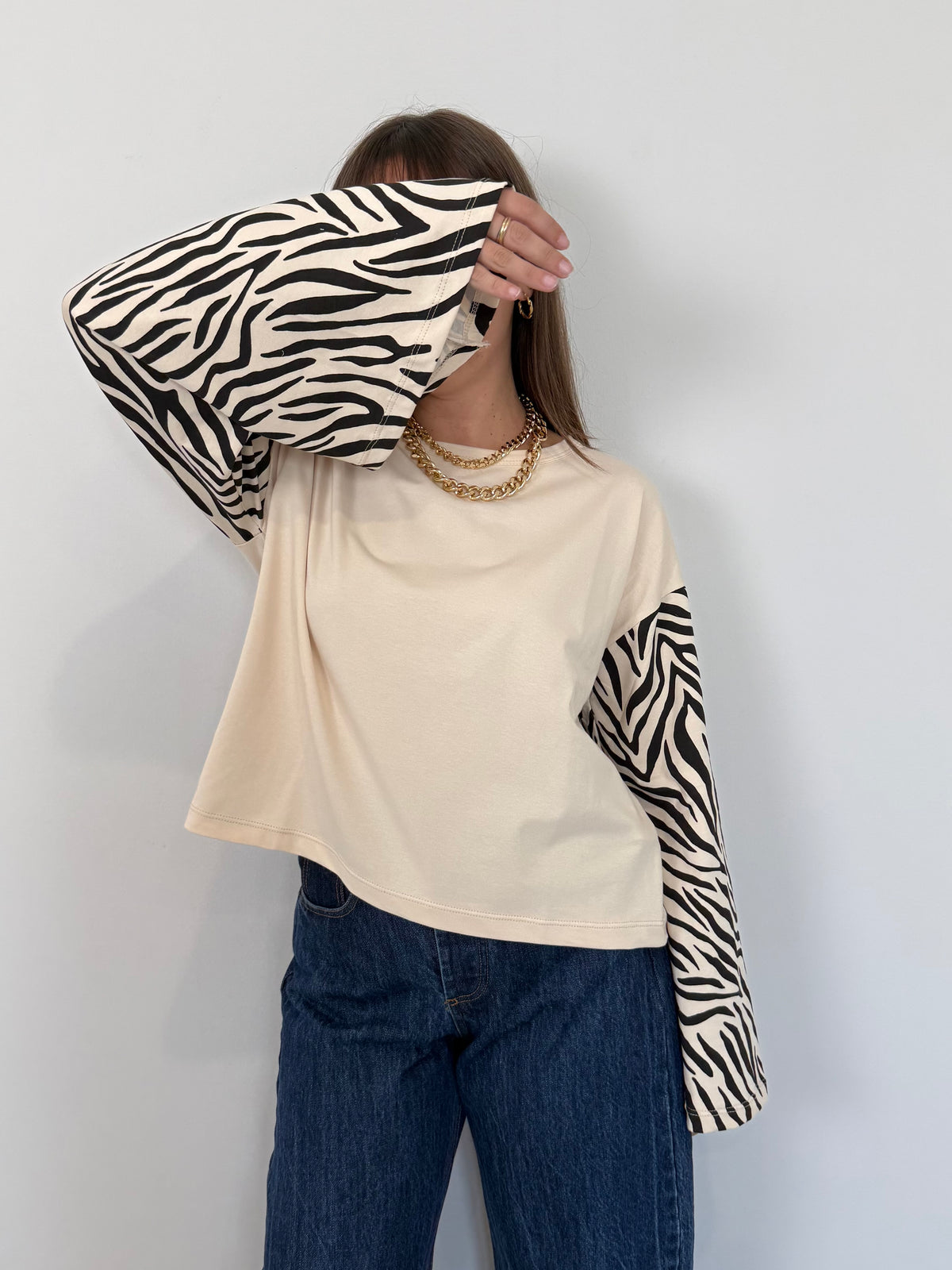 Haveone - Maglia campanella burro zebra