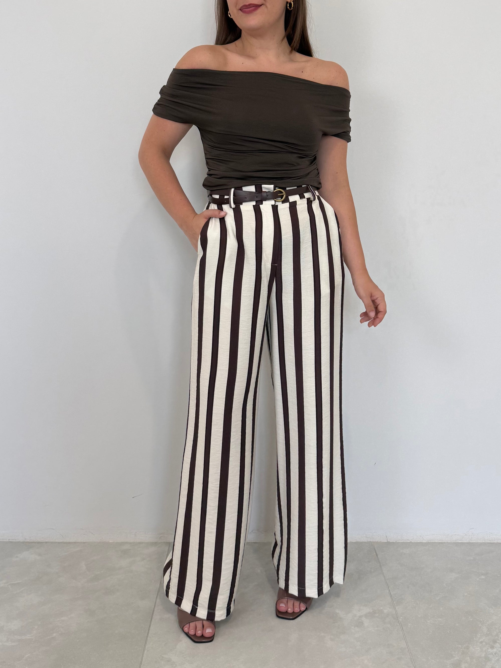 Haveone - Pantalone rigato moro