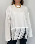 Haveone - Maglia con frange bianca