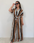 Haveone - Pantalone in viscosa con righe azzurre
