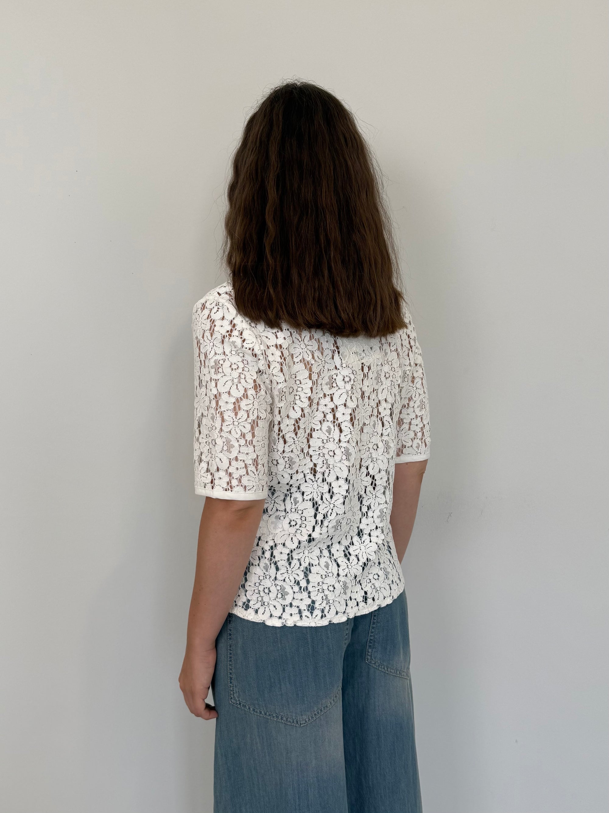 Haveone - Maglia con fiocchi in crochet bianca