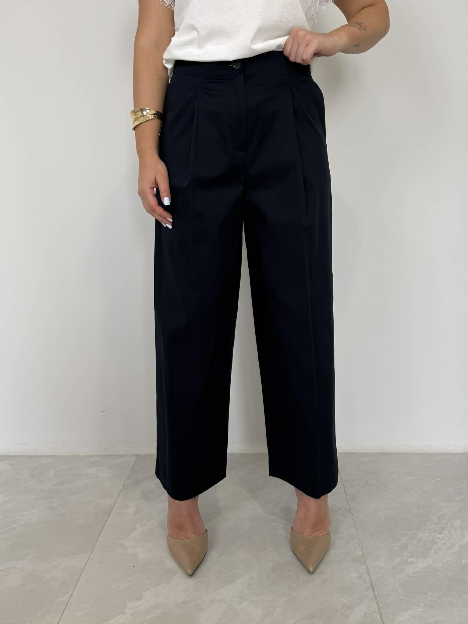 Tensione In - Pantalone in cotone con pence blu