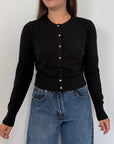 SusyMix - Cardigan con bottoni gioiello nero