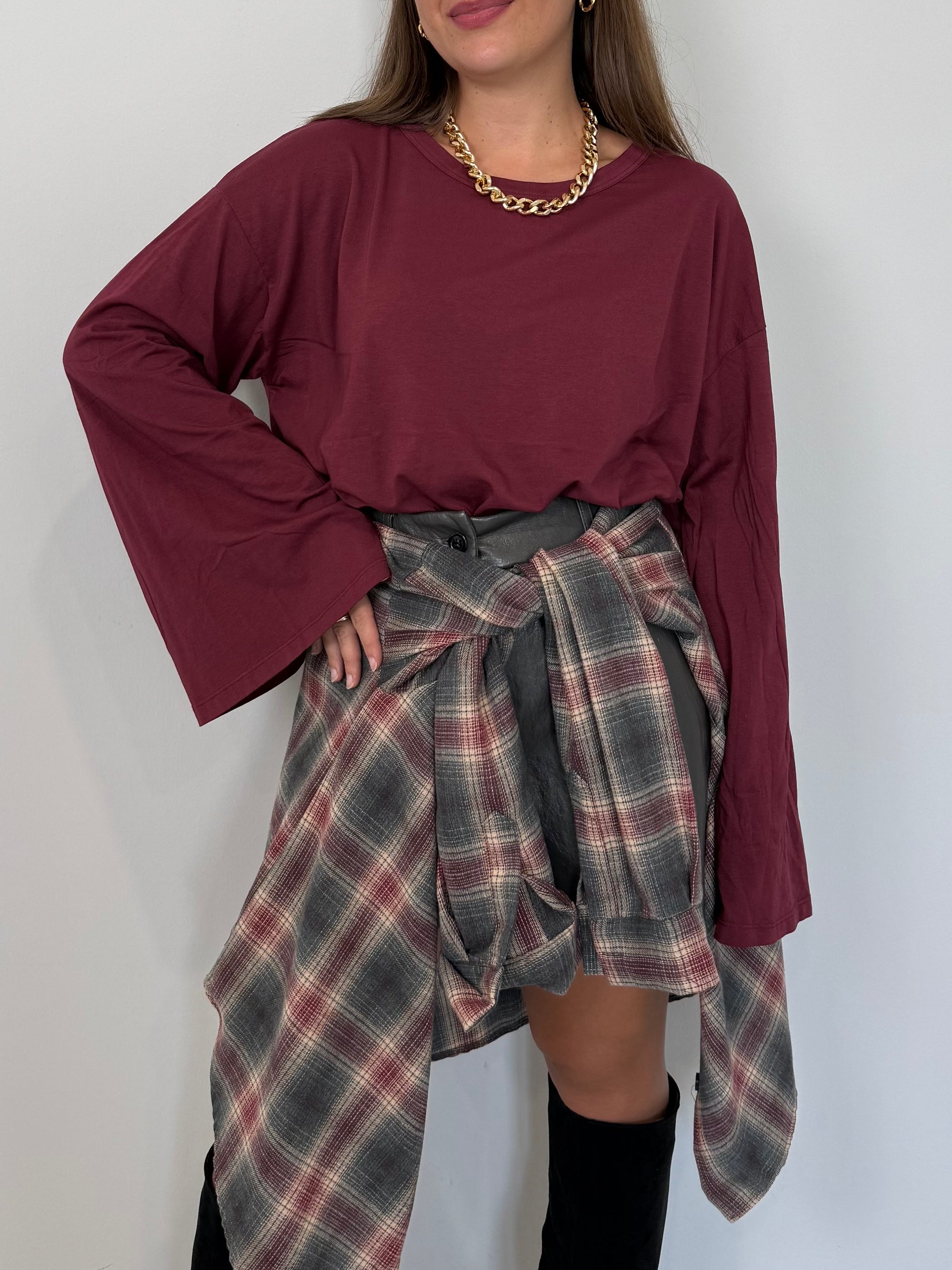 Haveone - Maglia manica trapezio bordeaux