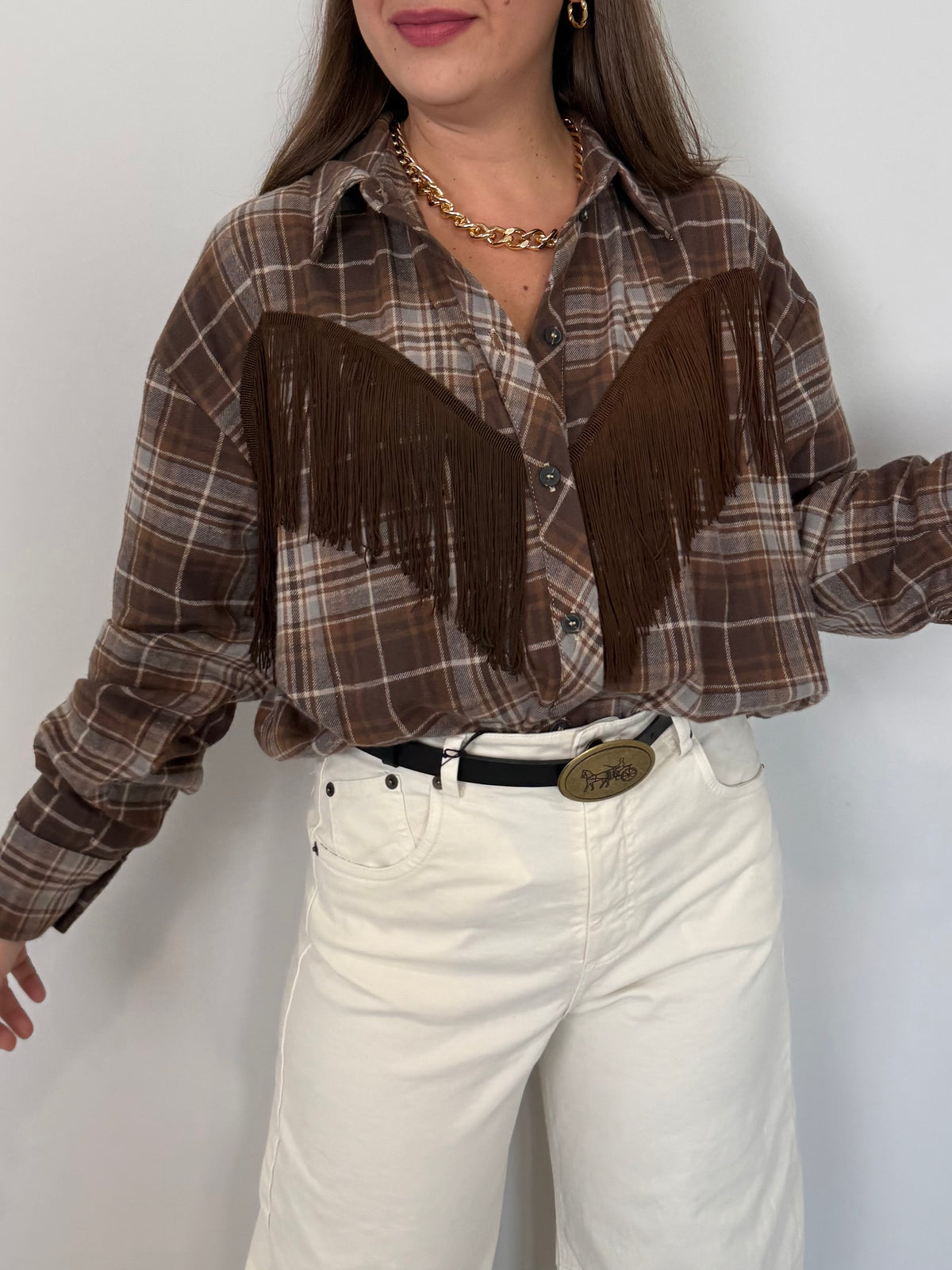 Tensione In - Camicia con frange moro