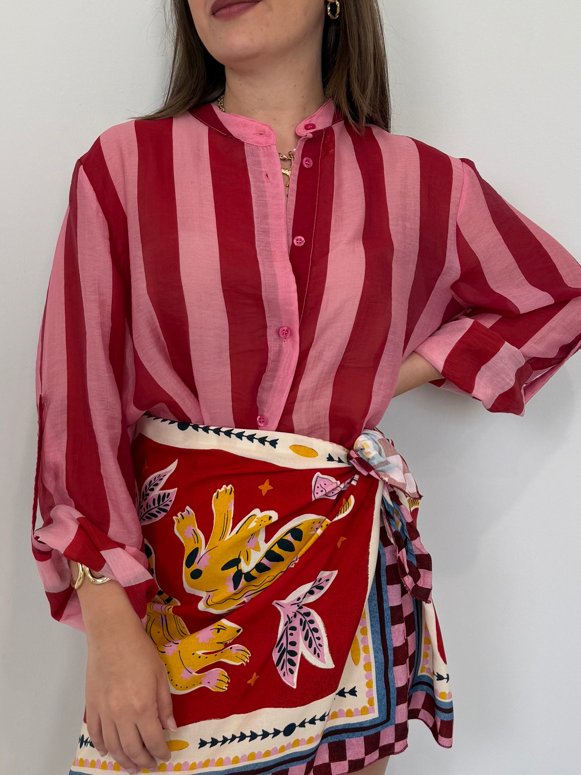 Haveone - Camicia righe larghe fuxia