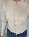 SusyMix - Cardigan con bottoni gioiello panna