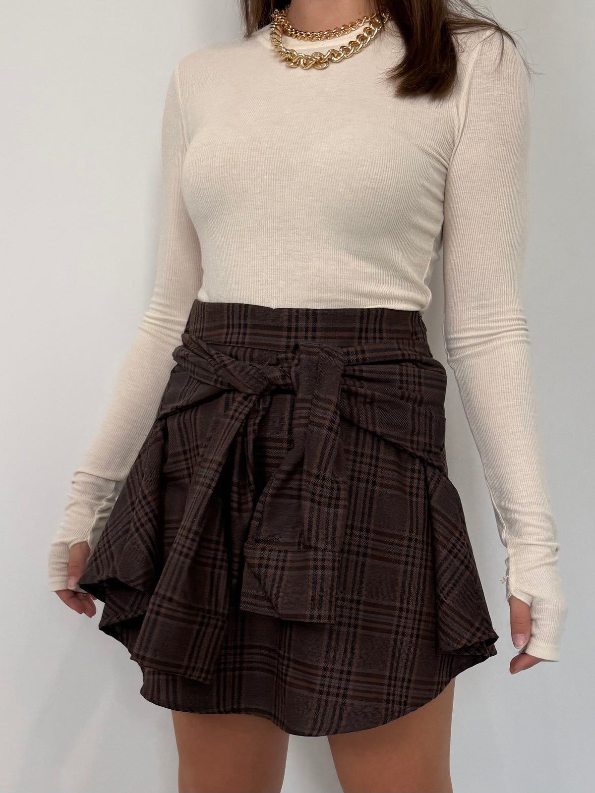 Haveone - Gonna con maniche camicia moro