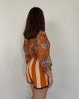 Haveone - Short rigato arancio con trinetta