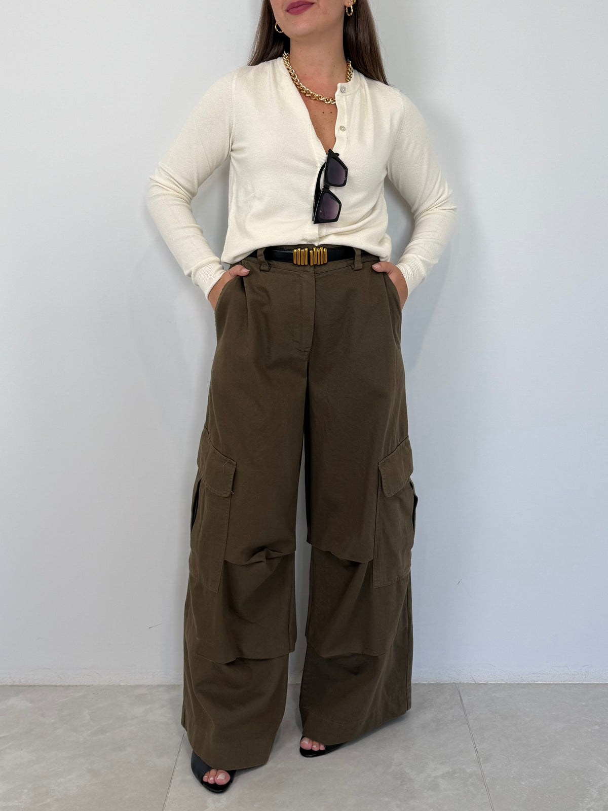 Haveone - Pantalone cargo verde