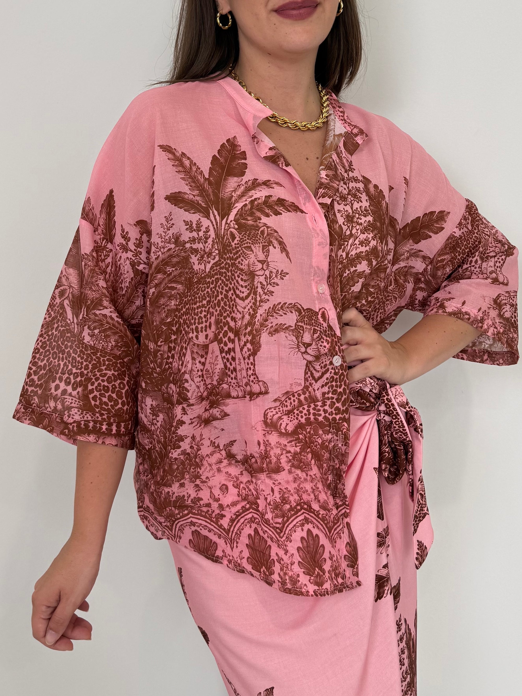 Tensione - Camicia jungle rosa