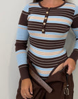 Civico23 - Body in maglia a righe celeste