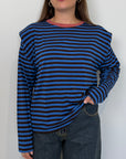 Haveone - Maglia spalline righe blu