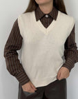 Tensione In - Gilet scollo a V panna