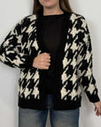 Haveone - Cardigan pied de poule nero