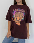 Civico23 - T-shirt over tigre stampa colorata bordeaux