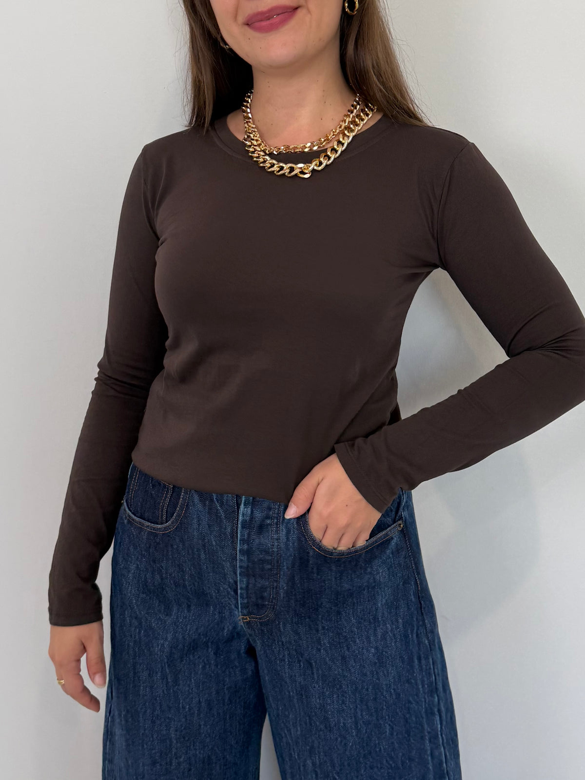 SusyMix - Maglia slim manica lunga moro