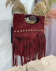Civico23 - Borsa vera pelle con frange india