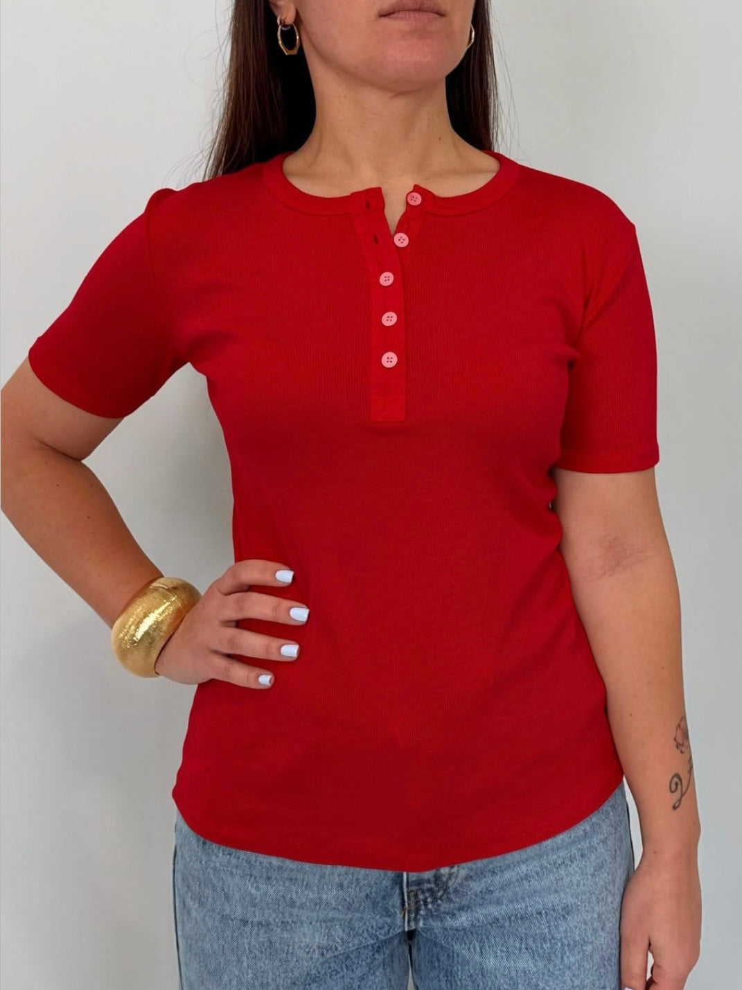 Motel - T-shirt serafino rossa