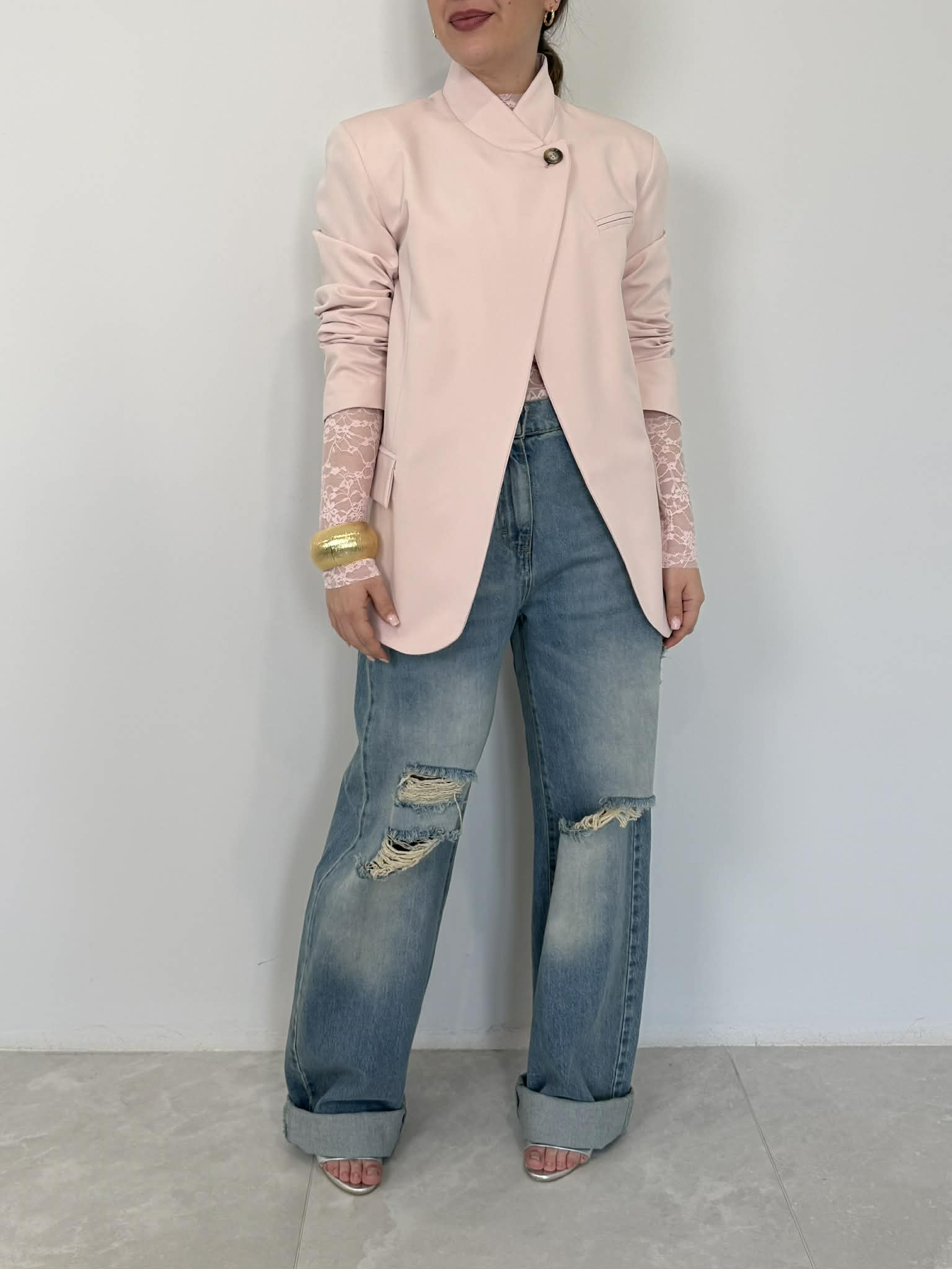 SusyMix - Giacca con bottone laterale rosa