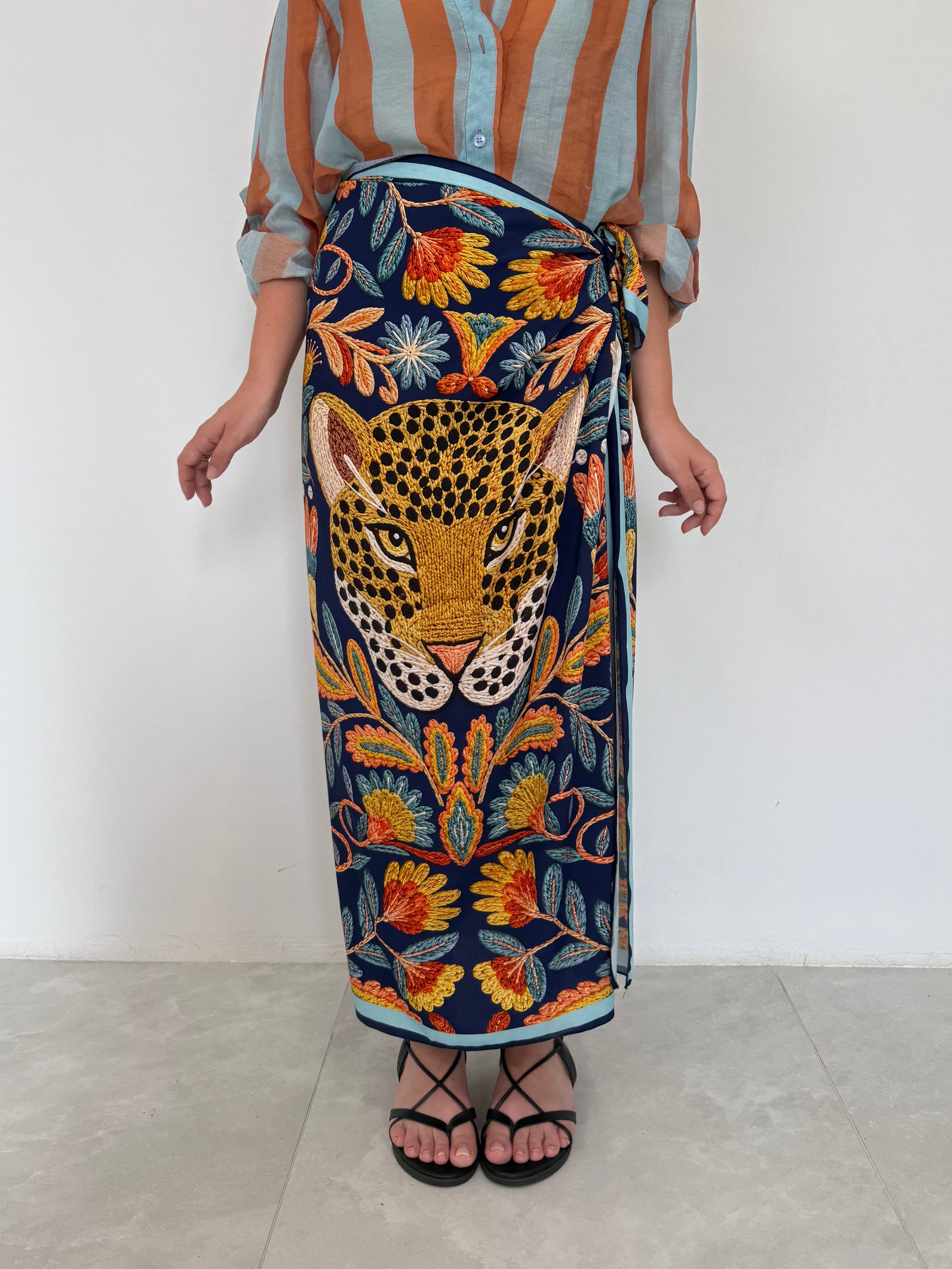 Haveone - Gonna pareo lunga ghepardo blu