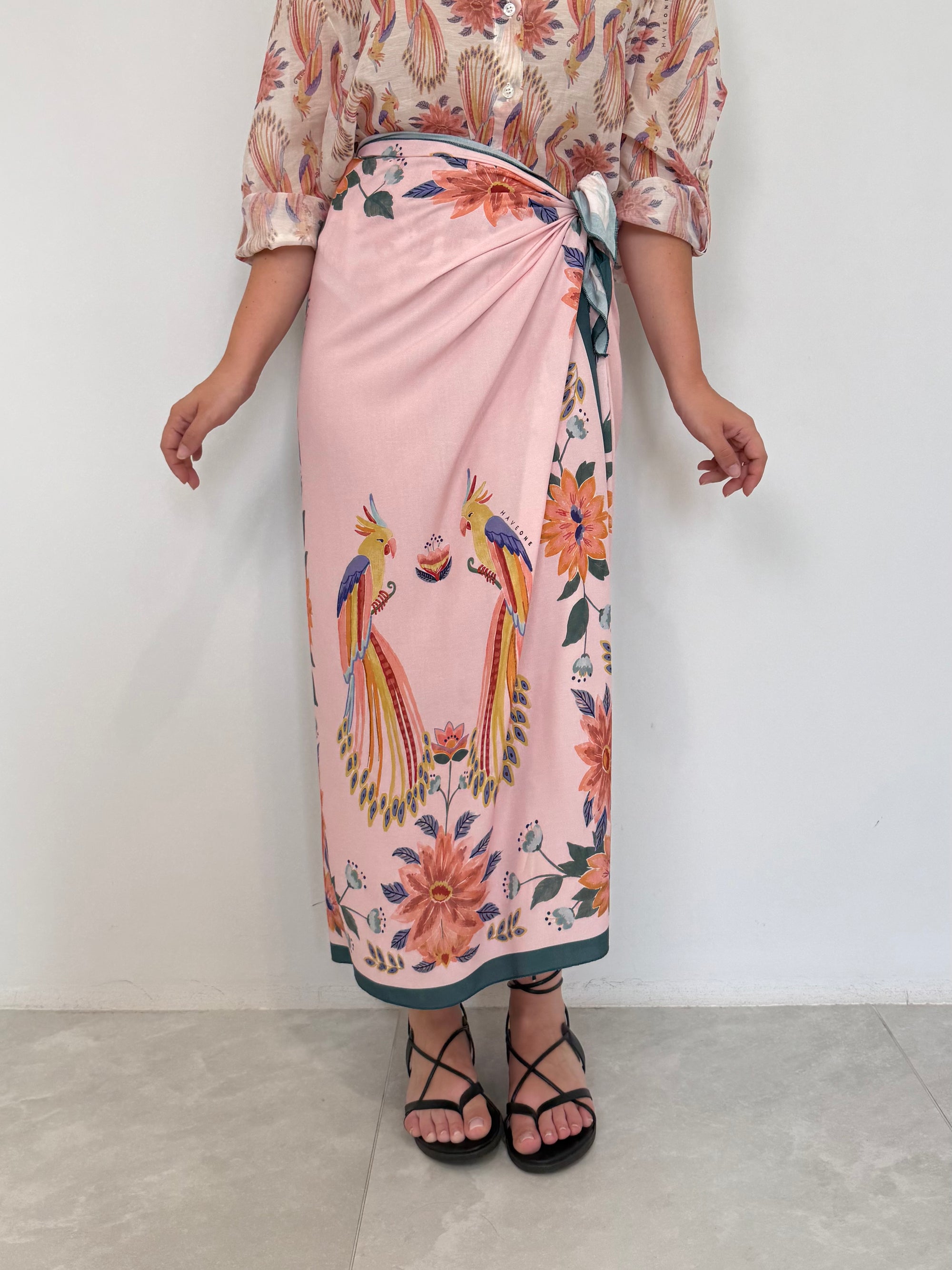 Haveone - Gonna pareo lunga pappagalli rosa