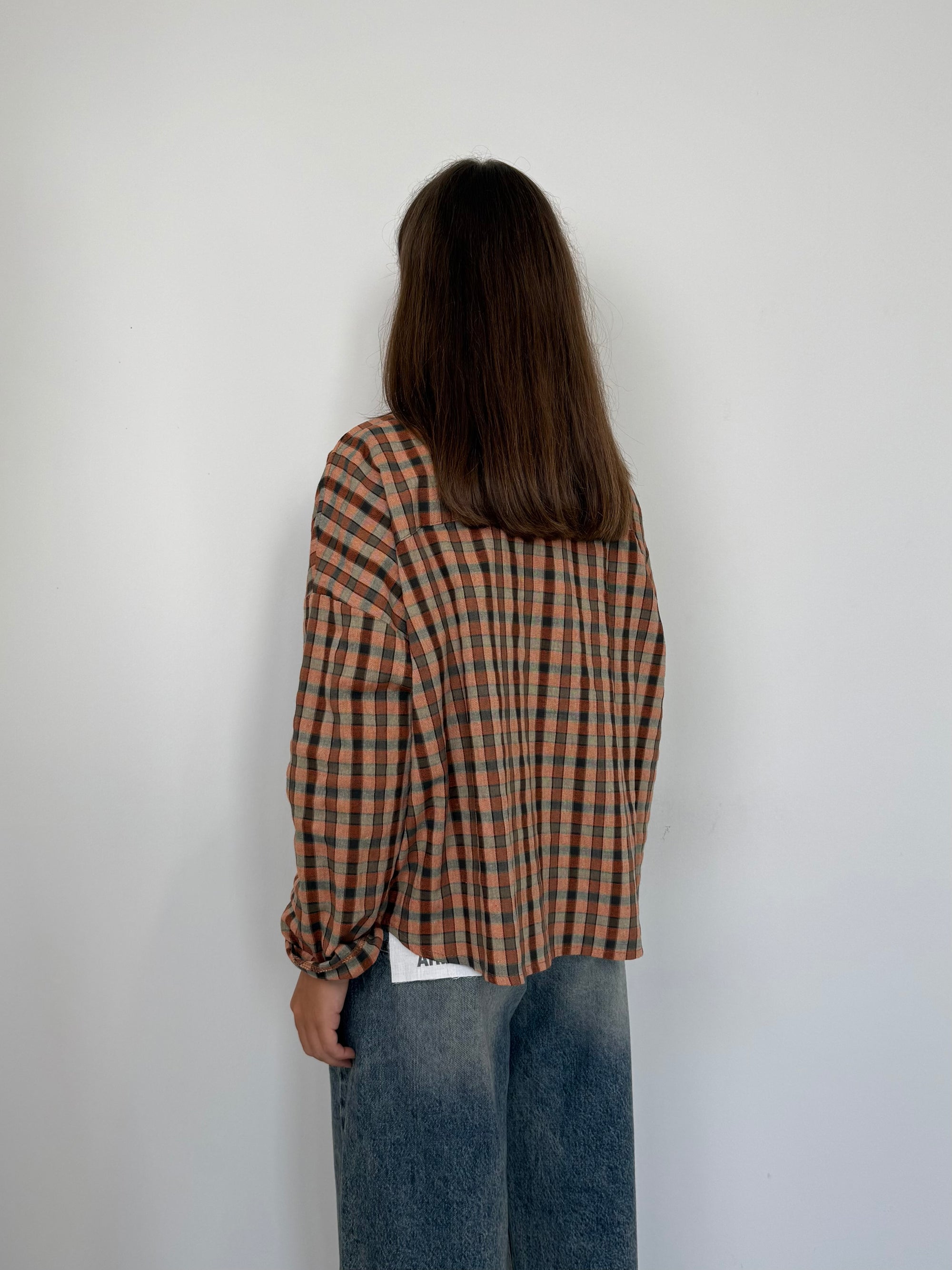 Haveone - Camicia goffrata check mattone