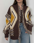 Tensione In - Cardigan motivo rombi cioccolato/giallo